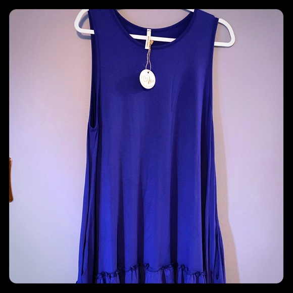 Bellamie Blue Ruffle Swing Dress w Pockets - Picture 2 of 6